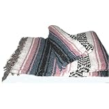 Authentic Large Thick Mexican Falsa Blanket Pink by 