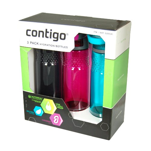 Contigo 24-Ounce Cuff 3-Pack Set Grey/Pink/Turquoise