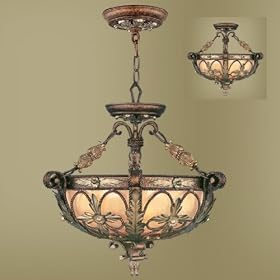 Livex 8843-64 Pomplano Convertible Chain Hung Lantern /Ceiling Mount Palacial Bronze with Gilded Accents
