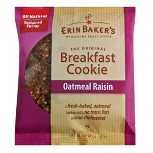 Erin Baker's Breakfast Cookies, Oatmeal Raisin, 3-Ounce Individually Wrapped Cookies (Pack of 12)