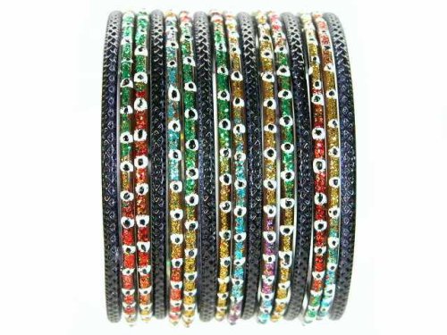 Click here to buy Beachcombers! Ethnic Glass Indian Wedding Bridal Bollywood Bangles Belly Dance Bracelets Set....