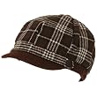 Wool Square Plaid Ribbed Knit Newsboy Cap Hat Brown