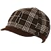 Wool Square Plaid Ribbed Knit Newsboy Cap Hat Brown