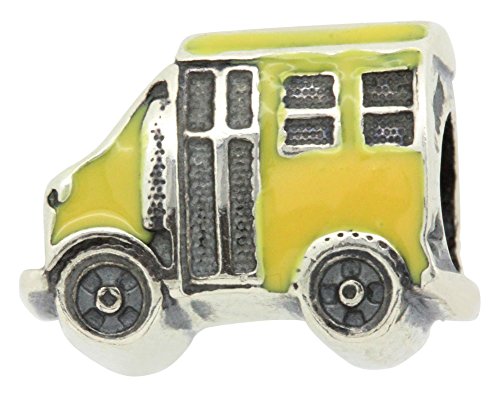 Zable Sterling Silver Enameled Yellow School Bus Bead