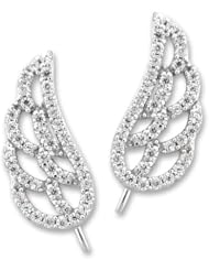 The Ear Pin Cubic Zirconia Angelic Wings Sterling Silver Earrings