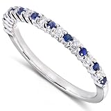 1/4ct TW Ladies Blue Sapphire and Diamond Ring in 14kt White Gold