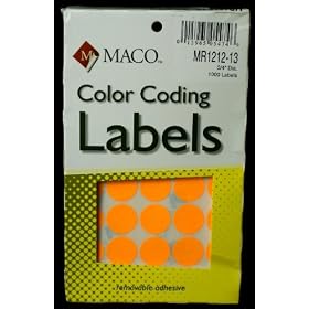 Maco Round Color-Coding Label 3/4 ORANGE