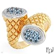 FPJ Terrific High quality Ring With 0.93ctw Genuine Topazes Made of 14K Two tone Gold - Certificate Available.