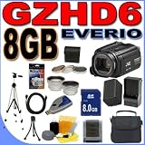 JVC Everio GZ-HD6 120GB Hard Drive HDD 3CCD Camcorder with 10x Optical Zoom PLUS 8GB SDHC Memory Card - Extra Rechargeable Battery - Rapid External Charger - 3 Piece Filter Kit - 0.45x Wide Angle & 2x Telephoto Lenses - HDMI Cable - GZHD6 BigVALUEInc Accessory Saver Bundle + MORE