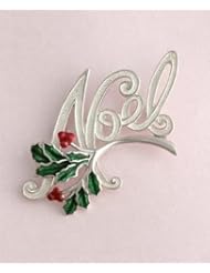 Sterling silver and enamel Noel or Christmas brooch