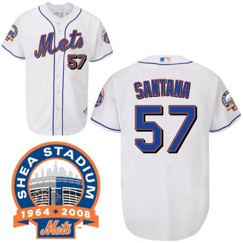 New York Mets Authentic Johan Santana Alternate Home 2 Jersey w/2008 Shea Stadium Commemorative Patch - White 40