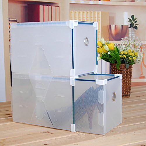 Wed2BB 2 PCS of Clear Plastic High-heeled Shoe Boxes, Stackable Lady Shoe Storage
