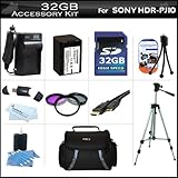 32GB Accessory Kit For Sony HDR-PJ10 Handycam HD Camcorder Includes 32GB High Speed SD Memory Card + Replacement (2300Mah) NP-FV70 Battery + Ac / DC Charger + Deluxe Case + Tripod + 3PC Filter Kit (UV-CPL-FLD) + Mini HDMI Cable + USB 2.0 SD Reader + More