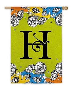 Gablecrest Monogram Silk Reflections Garden Size Flag - H