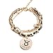 Jewelry Womens Link Bracelet, Constellation Zodiac Sign Logo Charms, Adjustable Size Bangle