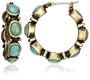 Lucky Brand Turquoise Set Stone Gold-Tone Hoop Earrings