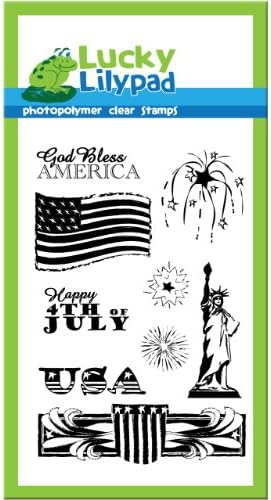 Lucky Lilypad Clear Stamp, Stars and Stripes, 4 by 6-Inch