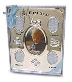 Baby Essentials First Year Frame Silver and Blue