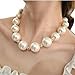 Sandistore Women Big Pearl Crystal Statement Chain Necklace