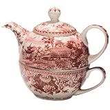 Red Transferware Tea for One