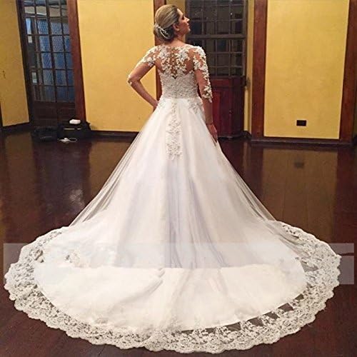 JMRdress Amazing Long Sleeve Lace Muslim Mermaid Bride Dress Ivory 8
