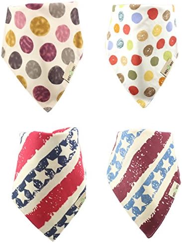 Shimie Fun Baby Bandana Drool Bibs with Snaps for Girls and Boys, 4-Pack Cotton Bibs Absorb-Cute Baby Gift Set