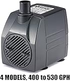 PonicsPump PP40006: 400 GPH Submersible Pump with 6' Cord - 25W... for Hydroponics, Aquaponics, Fountains, Ponds, Statuary, Aquariums & more. Comes with 1 year limited warranty.