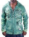 AFFLICTION Scripted Zip Distressed Raw Edge Mens Hoodie