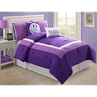 Victoria Classics Hotel Juvi Comforter Set, 4-Piece,Twin, Purple Smile