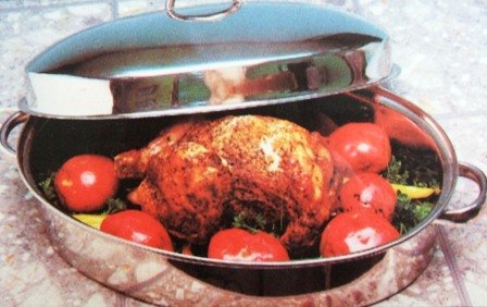 Lindy’s 40171 3-Quart Stainless Steel Oval Chicken Roaster 3 Piece Set
