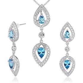 Must Have Fabulous 3.75 carats Pear Shape London Blue Topaz Pendant Earrings... by Peora