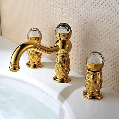 YBED Antique Ti-PVD Finish Brass Three Hole Two Handle Bathroom Sink Faucet