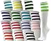 COUVER Premium Quality White Striped Knee High Fashion Casual Tube Cotton Socks (1 Pair) (Medium, Carolina Blue/Dark Orange/Carolina Blue)