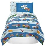 Little Boys Dump Truck Reversible Twin Bed in a Bag - Blue