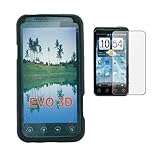 Premium Black Soft Silicone Case with Clear Crystal Screen for HTC EVO 3D A ....