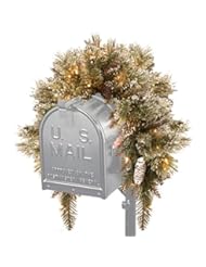 Home: National Tree Glittery Bristle Pine Mailbox Swag with 9 White Tipped Cones, 3-Feet - National Tree