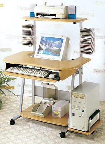 Modern Metal/Wood Computer Workstation Desk w/Keyboard Tray