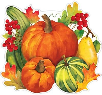 Fall Harvest Cutout ~ Includes 1 Plastic Autumn Harvest Painted Design (Pumpkins ~ Squash ~ Leaves ~ Berries)