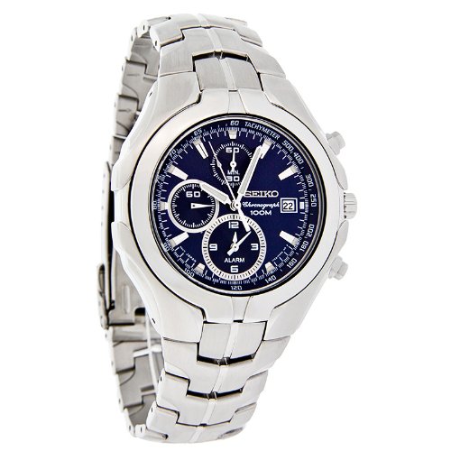 Seiko Men's SNAC93 Excelsior Alarm Chronograph Silver-Tone Watch