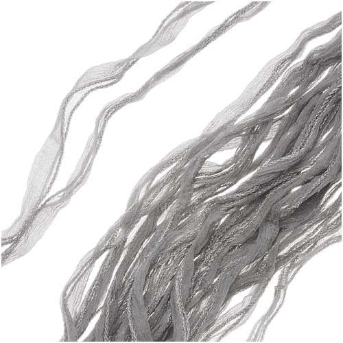 Silk Fabric Fairy Ribbon 2cm "Light Gray" 40 Inch Strand (1)
