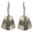 Sterling Silver Brown Diamond Swish Brushed Earrings (1/3 cttw)