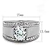 Marimor Jewelry Men's 2.25 Carat Round Cut Cubic Zirconia, Silver Stainless Steel Ring Sizes 8-13