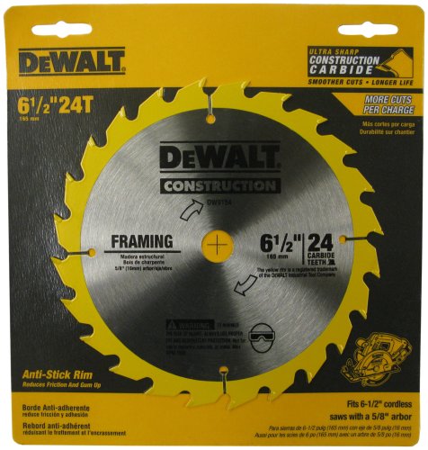 DeWalt DW9154 6-1 2-Inch 24 Tooth ATB Framing Saw Blade with 5 8-Inch Arbor