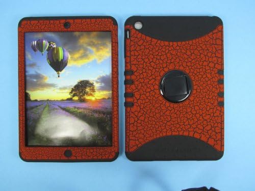 APPLE IPAD MINI CASE ORANGE CRACK HEAVY DUTY HIGH IMPACT HYBRID BLACK SKIN SILICON COVER