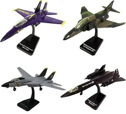 SMITHSONIAN InAir E-Z Build 4pc Set - F-14 Tomcat&uml; Jolly Roger, F4 Phantom, F-18 Hornet Blue Angels and SR-71 Blackbird