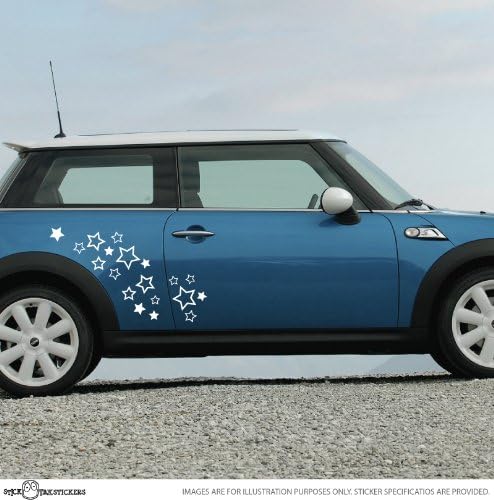 Stars Solid &amp; Outlined Scooter / Car / Window / Wall Vinyl Stickers Bumper Decal 19pcs by STICKTAK STICKER