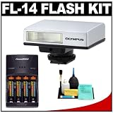 Olympus PEN FL-14 Electronic Flash for EP-1, EP-2 Micro Four Thirds Digital Camera + Batteries & Charger + Cleaning Kit