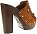 Nature Breeze Maroon 03 High Heel Fringe Studded Open Toe Clogs Tan