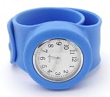 Ladies Large Light Blue Snap/Slap On Watch. Water Resistant. Fits Any Size Wrist