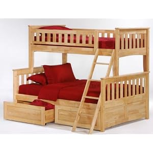 Newport Twin over Full Bunk Bed plus Understorage Unit with Natural Finish by Bunksnstuff